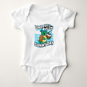 Funny turtle sunny day baby bodysuit