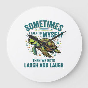 Funny Turtle Talking To Myself Vintage Shirt Desig Large Clock