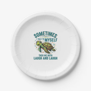 Funny Turtle Talking To Myself Vintage Shirt Desig Paper Plate