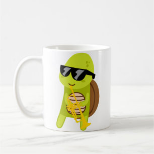 Funny Turtle Wearing Sunglasses Playing Trumpet Coffee Mug