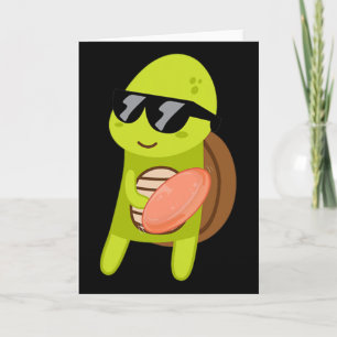 Funny Turtle Wearing Sungles Playing Disc Golf Card