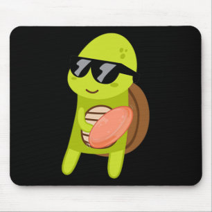 Funny Turtle Wearing Sungles Playing Disc Golf Mouse Pad