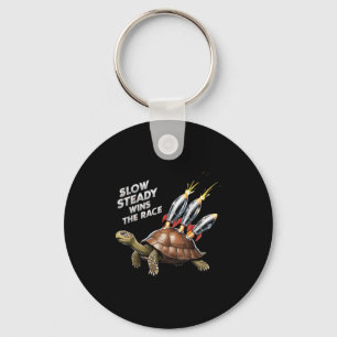Funny Turtle With Rocket Boosters Slow And Steady Key Ring