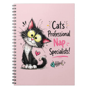 Funny Tuxedo Cat Professional Nap Specialist Illus Notebook