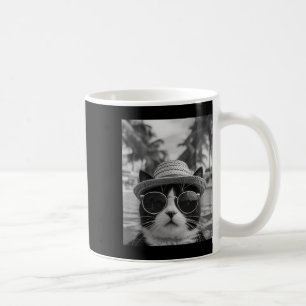 Funny Tuxedo Cat Selfie Cat Summer Vacation Coffee Mug