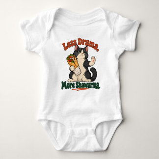 Funny Tuxedo Cat Shawarma Cartoon Orange & Green Baby Bodysuit