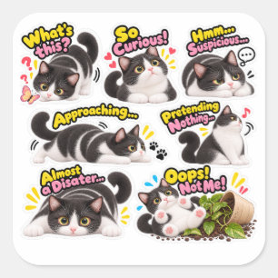 Funny Tuxedo Cat Sticker Pack