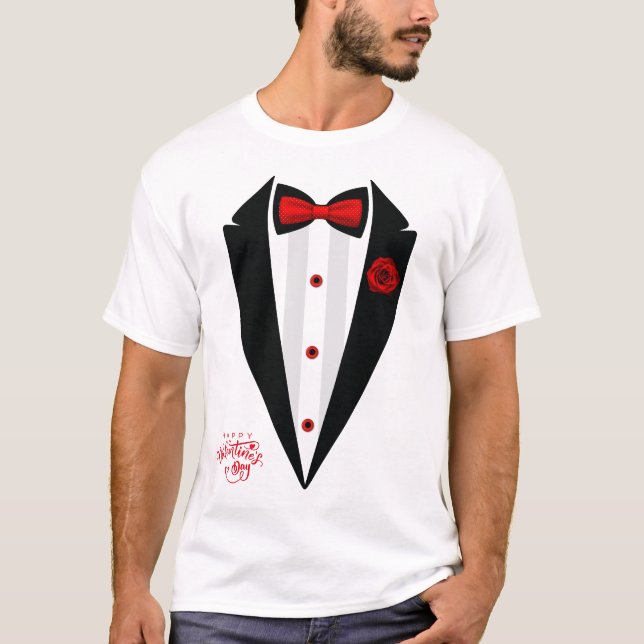 Funny Tuxedo Costume Valentine's Day Formal Tux T-Shirt (Front)