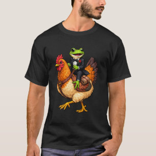 Funny Tuxedo Frog Riding Chicken Long Sleeve T-Shirt