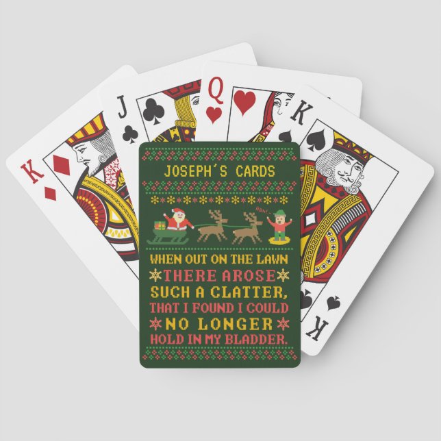 Funny Twas the Night Before Christmas Personalised Playing Cards (Back)
