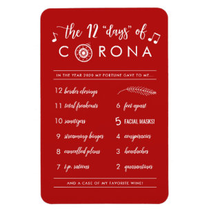 Funny Twelve Days of Corona   Christmas Holiday Magnet