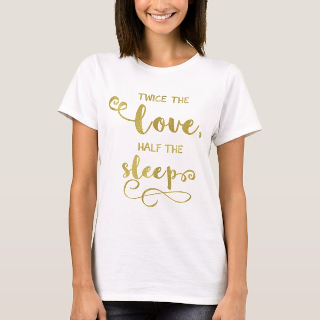 Funny Twins Maternity T-Shirt Gold Foil (Front)
