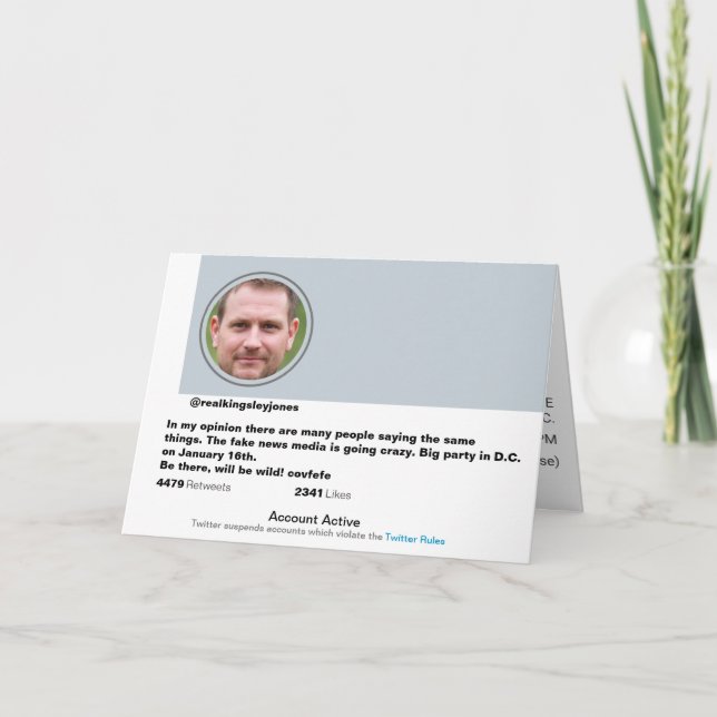 Funny Twitter Joke Post Surprise Party Invitation  (Front)