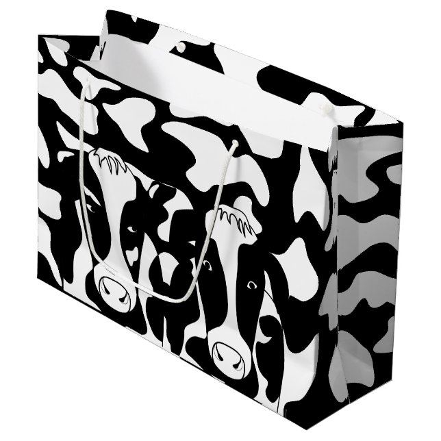 Funny Two Cow Couple Print LGB Large Gift Bag (Front Angled)