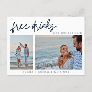 Funny Two Photo QR Code Wedding Save the Date Invitation Postcard
