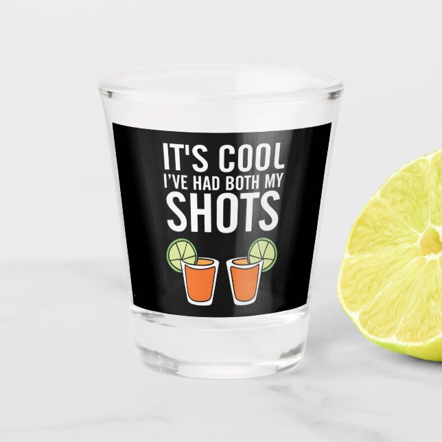 funny two shots tequila word art drinking shot glass (Front)