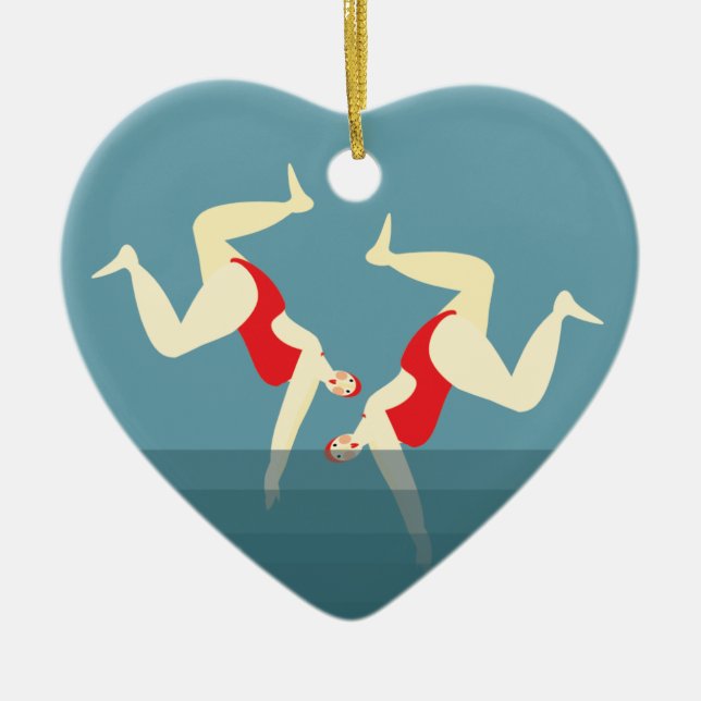 Funny Two Women Wild Swimmers Christmas Ceramic Ornament (Front)