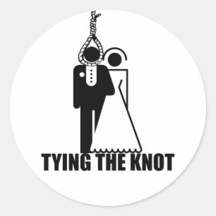 Funny, "Tying the knot" wedding design Classic Round Sticker