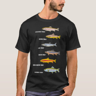 Funny Types of Trout Fish Species Fishing Angling  T-Shirt