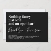 Funny Typography Black White Wedding Invitation