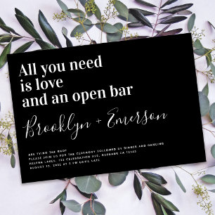Funny Typography Black White Wedding Invitation