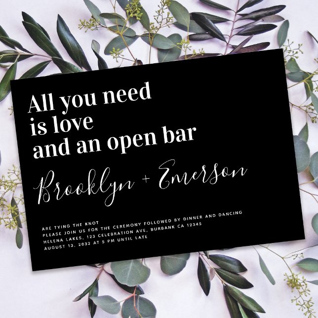 Funny Typography Black White Wedding Invitation (Creator Uploaded)