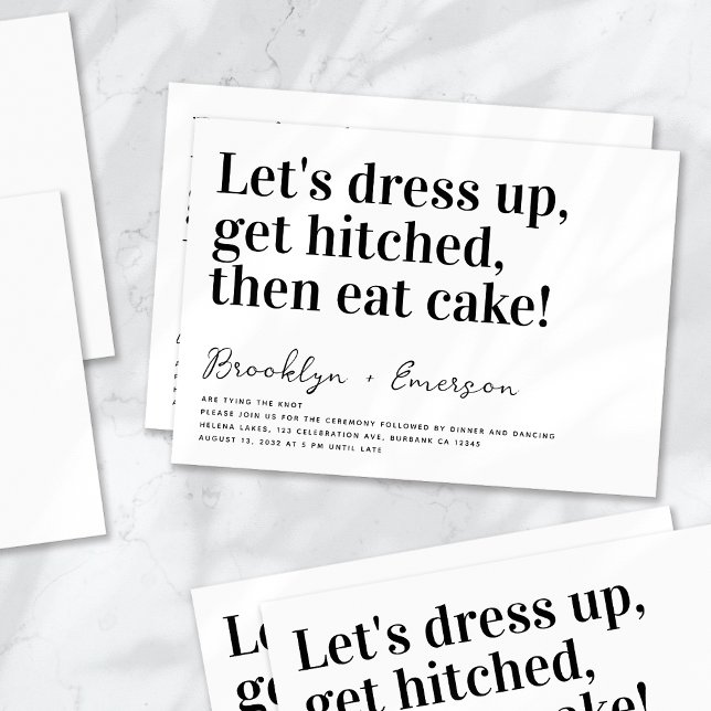 Funny Typography Black White Wedding Invitation (Creator Uploaded)