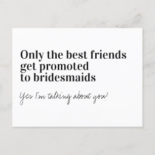 Funny Typography Bridesmaid Proposal Announcement Postcard