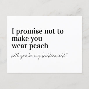 Funny Typography Bridesmaid Proposal Announcement Postcard