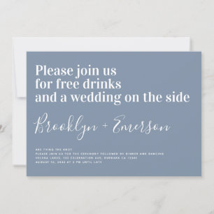 Funny Typography Dusty Blue Wedding Invitation