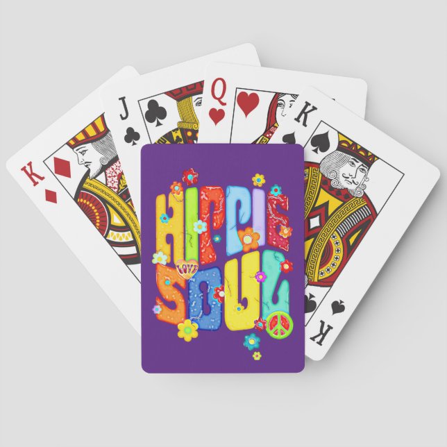 Funny Typography - HIPPIE SOUL 1 Playing Cards (Back)