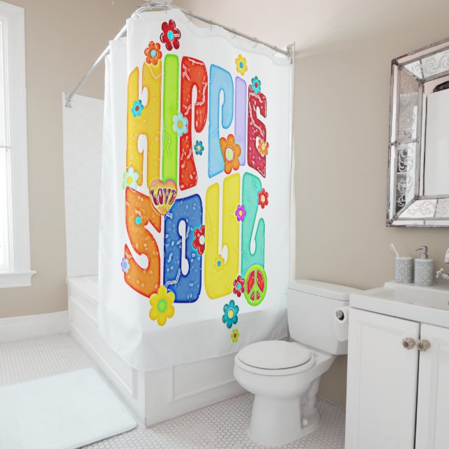 Funny Typography - HIPPIE SOUL 1 Shower Curtain (In Situ)