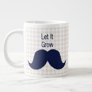 Funny typography mustache large coffee mug