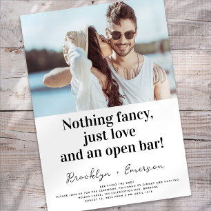 Funny Typography Nothing Fancy Photo Wedding Invitation