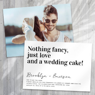Funny Typography Nothing Fancy Photo Wedding Invitation