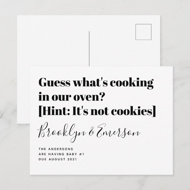 Funny Typography Pregnancy Announcement Postcard (Front/Back)