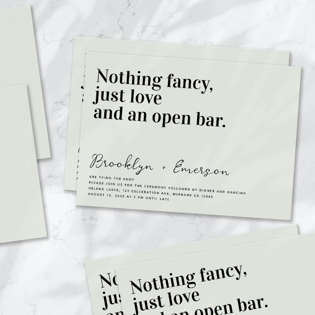 Funny Typography Sage Green Wedding Invitation (Creator Uploaded)