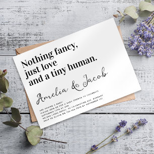Funny Typography Tiny Human Couple's Baby Shower Invitation