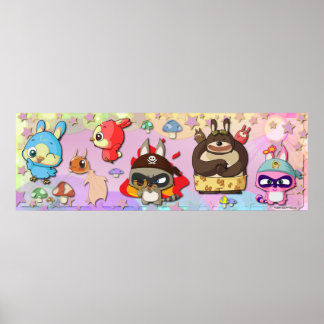 Funny TYZU Cartoon Cute Characters Kawaii Poster