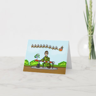 Funny U.S. Border Patrol Agent & Santa Sleigh Card