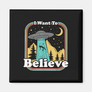 Funny UFO Abduction 70s 80s Retro Alien I Want To Magnet