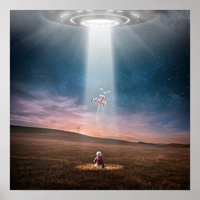 Funny UFO Abduction Tricycle Poster (Front)