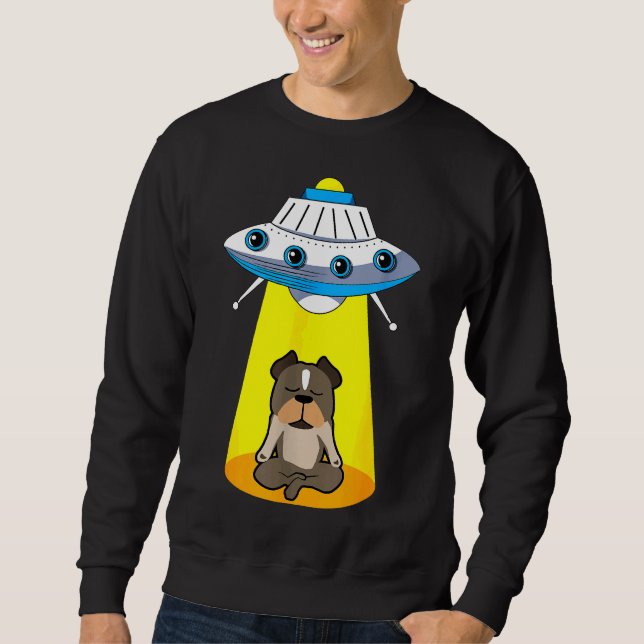 Funny Ufo Alien Capturing Pitbull Sweatshirt (Front)