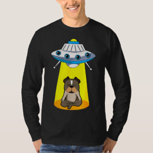 Funny Ufo Alien Capturing Pitbull T-Shirt