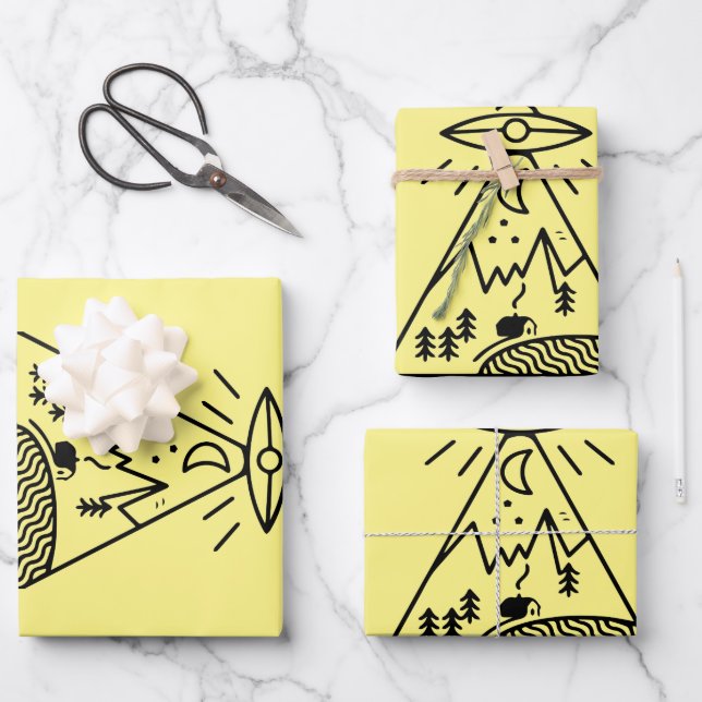 Funny Ufo ,Area 51, Alien Abduction  Wrapping Paper Sheet (Front)