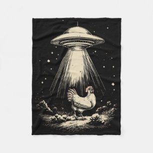 Funny Ufo Chicken Abduction Vintage Alien Beam Chi Fleece Blanket