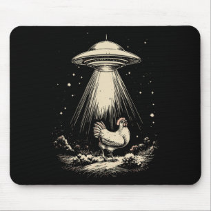 Funny Ufo Chicken Abduction Vintage Alien Beam Chi Mouse Pad