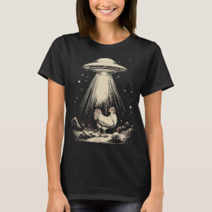 Funny Ufo Chicken Abduction Vintage Alien Beam Chi T-Shirt
