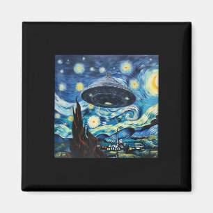 Funny UFO Sighting Starry Night Alien I Want To Be Magnet