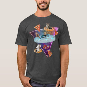 Funny Ufo Space Pizza Galay Cat 909 T-Shirt